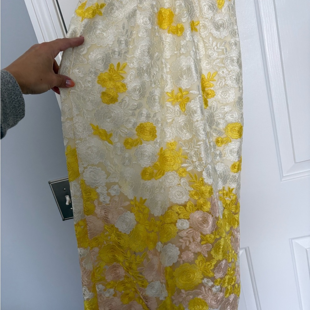 Dress the Population Cream Lace Maxi with Yellow Floral Embroidery - Picture 2 of 8